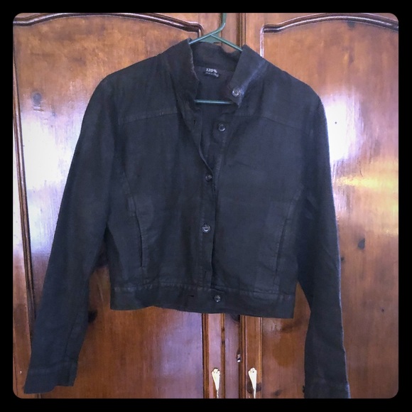 120% Lino Ladies Cropped Jacket Size 42 size 6 usa - Picture 1 of 7